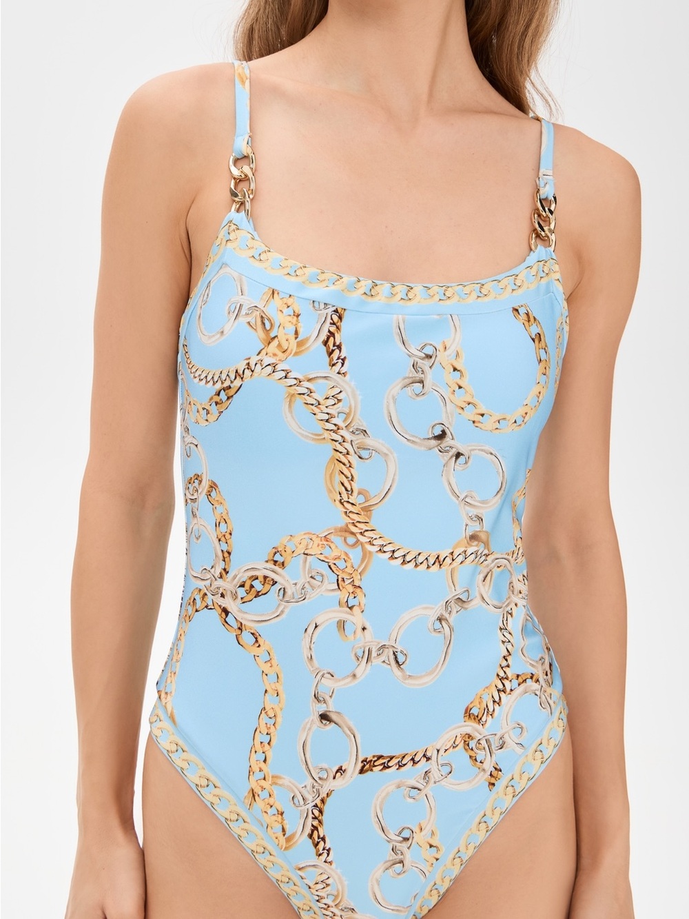 L’AGENCE Remi One-Piece Swimsuit – Sky Blue Multi Chain
Style #: LG5AP05-SYMC